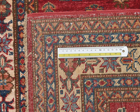 12 Feet Red Kazak Afghan Hand Knotted Wool Runner Rug
